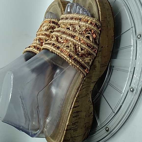 Vintage 1990s Y2K Mudd Wedge Sandals square toe chunky 8M - Picture 5 of 8